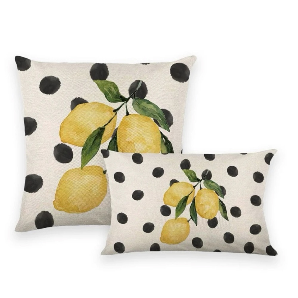 2 pc Polka Dot Lemon Cushion Covers (Cover Only)
